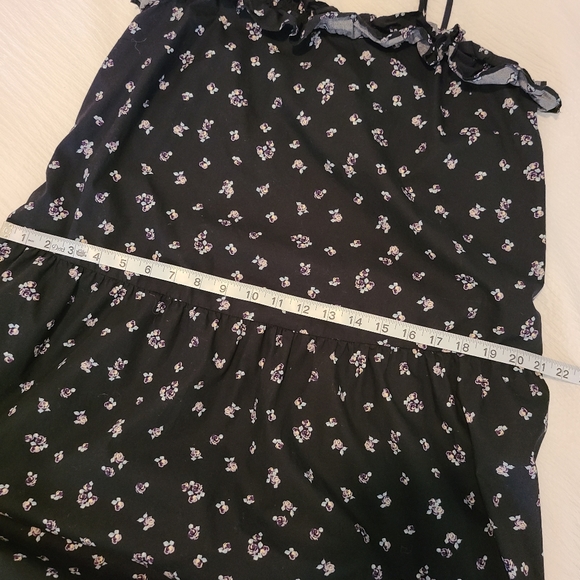 SOLD - Who What Wear Tiered Spaghetti Strap Floral Black Midi Dress with Pockets - Picture 10 of 11